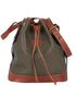 Bucket Bag, &pound;120, Handbags, Brown/Green, Coated Canvas/Leather, Front view